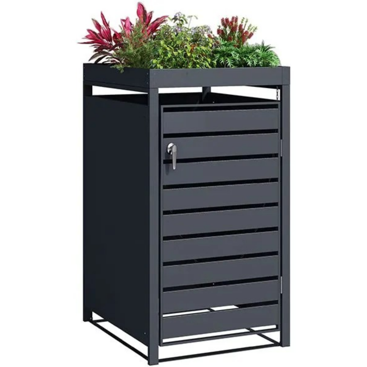 Anthracite Grey Wheelie Bin Storage With Planter- Single Bin Store - Image 2