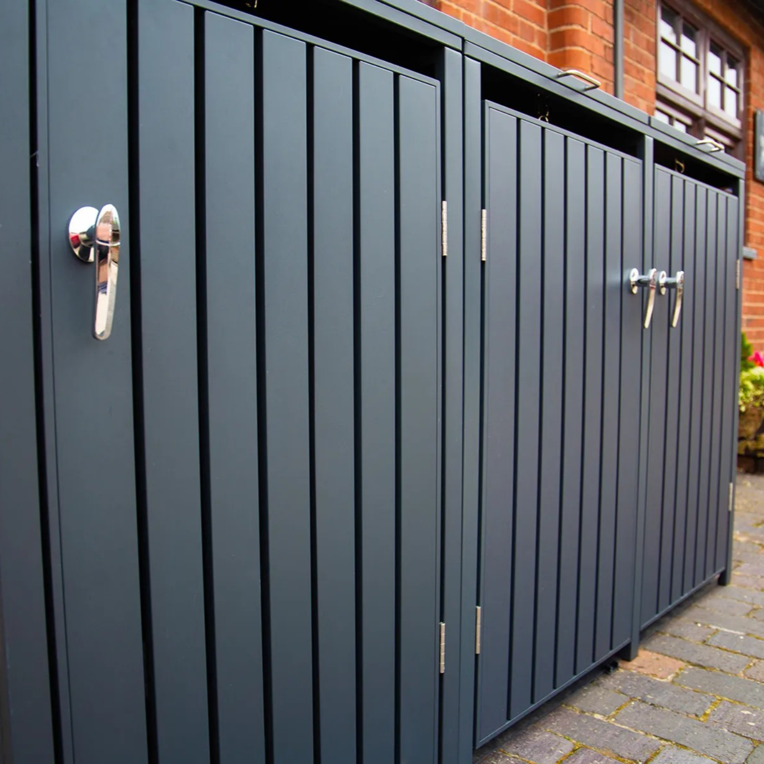 Anthracite Grey Wheelie Bin Storage - Triple Bin Store - Image 4