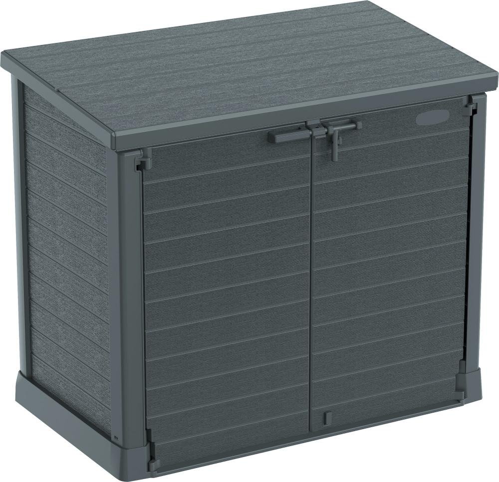 Duramax StoreAway Cedargrain Plastic Garden Storage Box - 1200L Flat Lid - Grey - Image 4