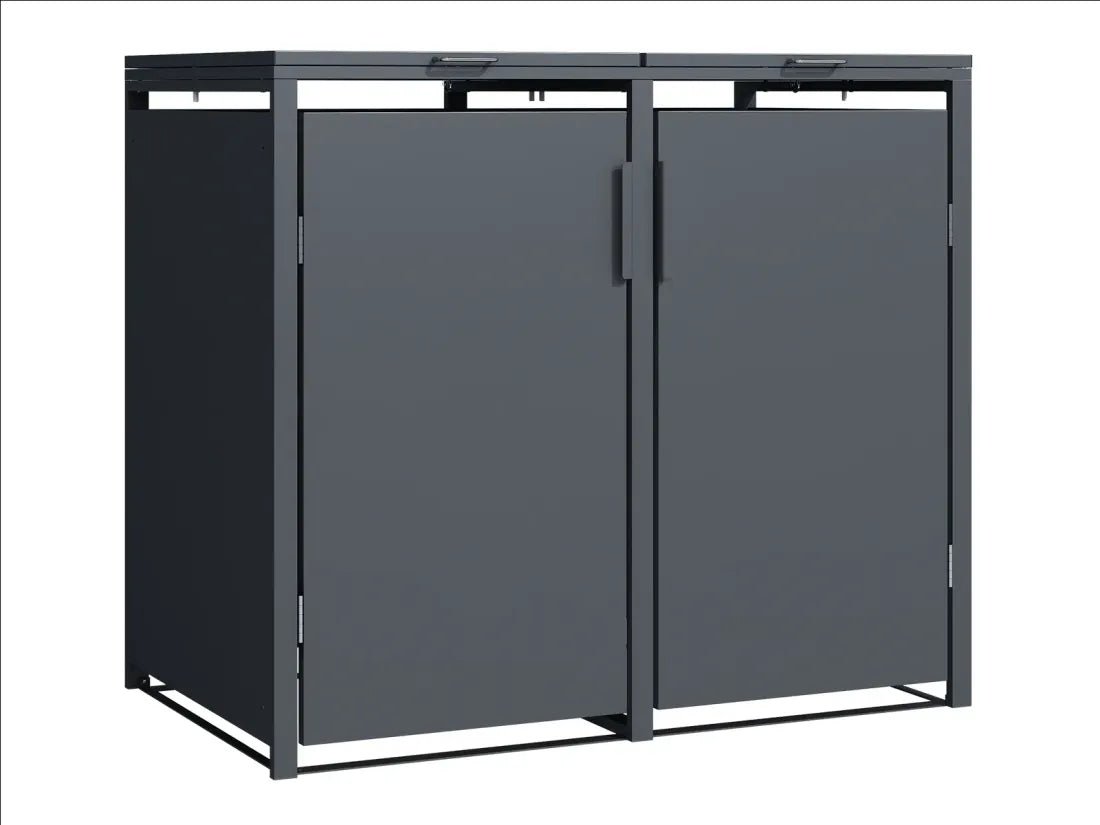 Anthracite Grey Solid Panel Wheelie Bin Storage - Double Bin Store - Image 7