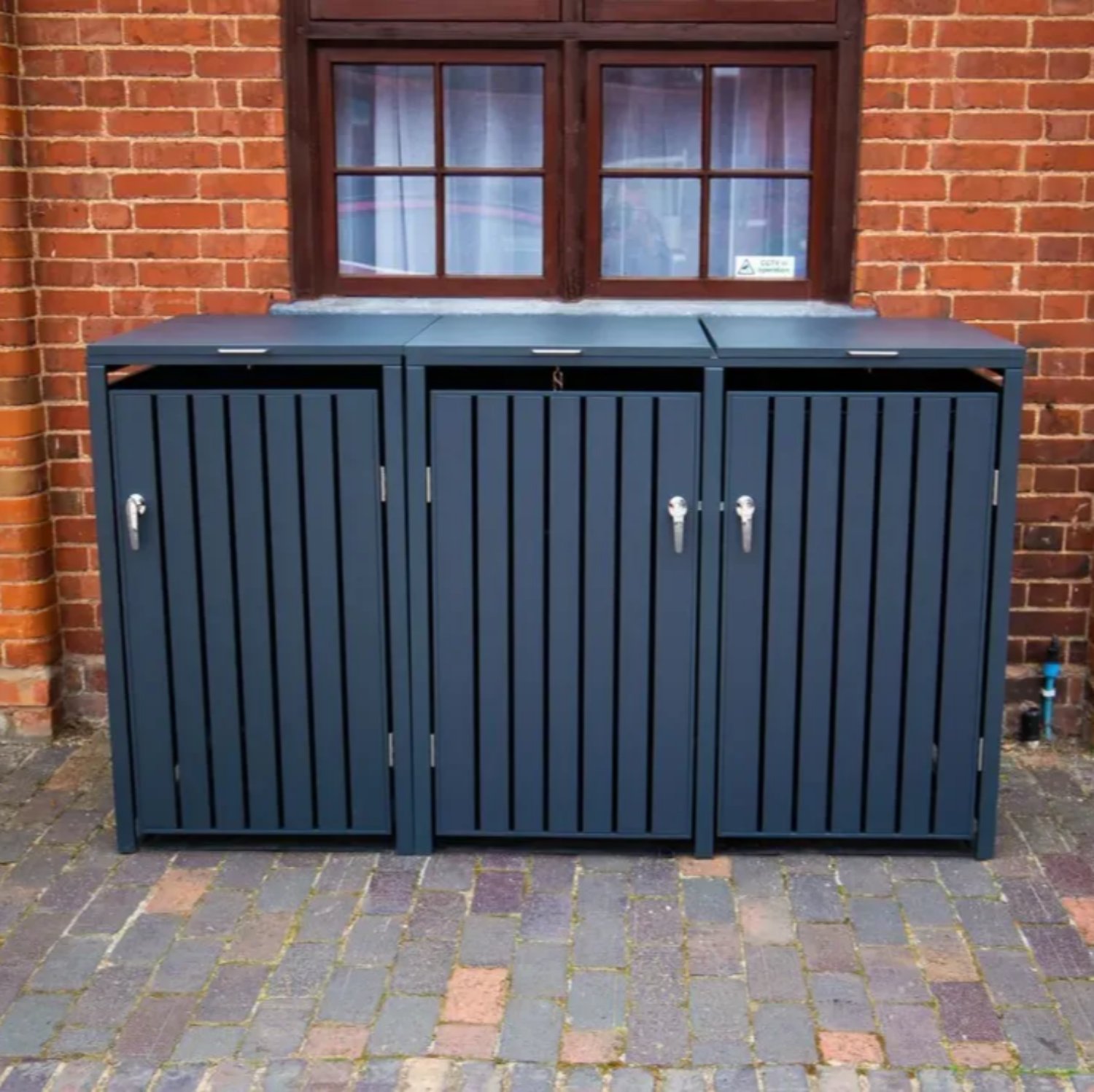 Anthracite Grey Wheelie Bin Storage - Triple Bin Store - Image 3