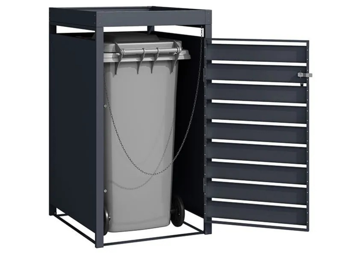 Anthracite Grey Wheelie Bin Storage With Planter- Single Bin Store - Image 3