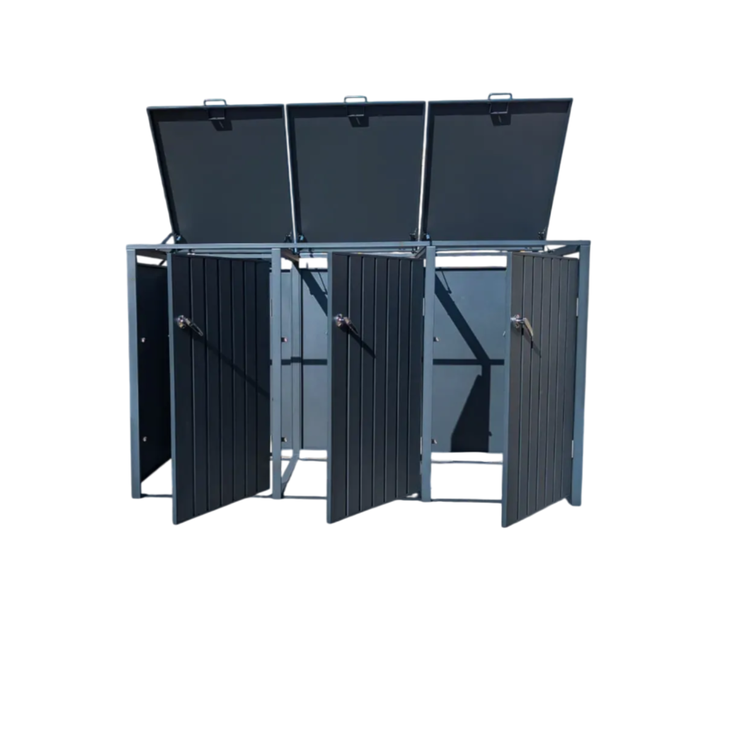 Anthracite Grey Wheelie Bin Storage - Triple Bin Store - Image 6
