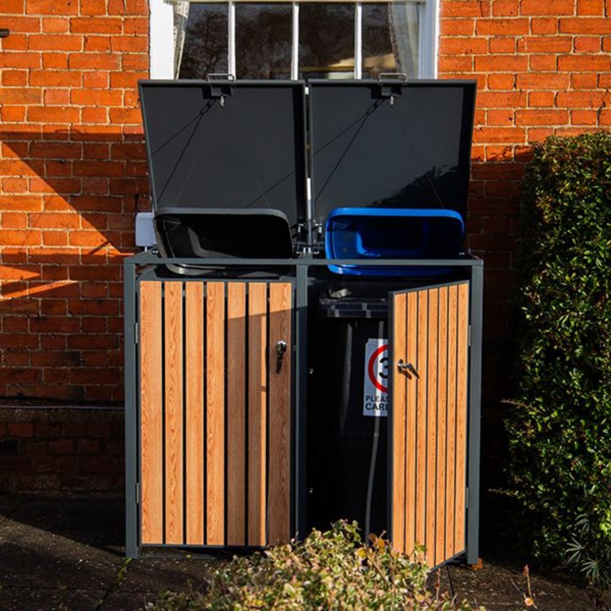 Wood Effect Wheelie Bin Storage - Double Bin Store - Image 2